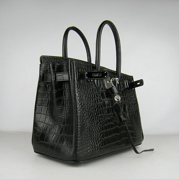 Replica Hermes Birkin 30cm Crocodile Veins Bag Black 6088 On Sale